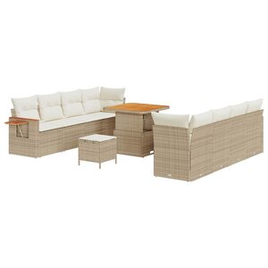 vidaXL Ensemble de canapé de jardin avec coussin 11 Pièces Beige et crème