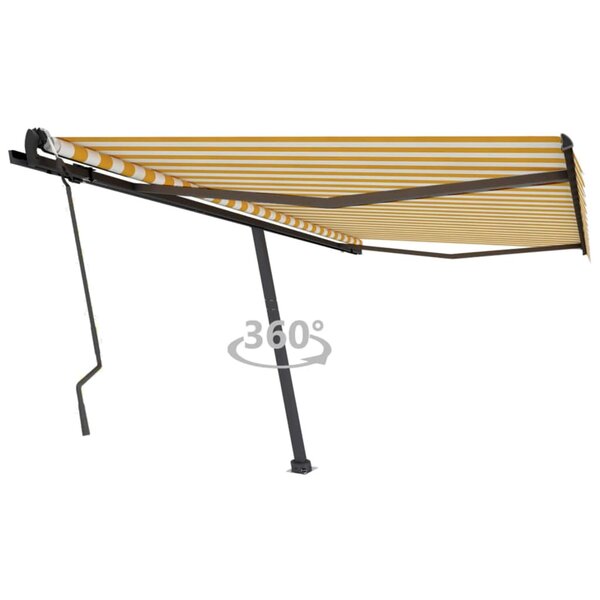 vidaXL Auvent manuel rétractable sur pied 450x300 cm Jaune et blanc