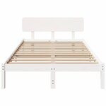 vidaXL Cadre de lit avec tête de lit blanche 135x190 cm en bois de pin massif.