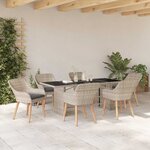 vidaXL Ensemble de repas extérieur 7 Pièces Gris clair