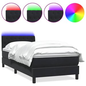 vidaXL Sommier à lattes de lit avec matelas et LED noir 80x220 cm velours