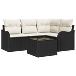 vidaXL Ensemble de canapé de jardin 5 Pièces Noir polyrotin