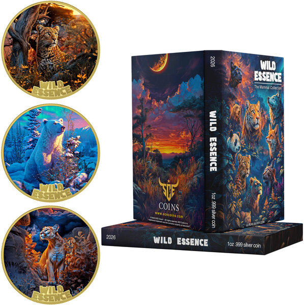 Monnaie WILD ESSENCE Gilded Set 3 X 1 Oz Argent 10$ Liberia 2026 (PRÉCOMMANDE)