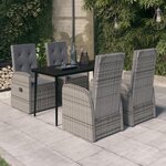 vidaXL Ensemble de salle à manger de jardin avec coussins 5 Pièces Gris
