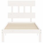 vidaXL Cadre de lit et tête de lit blanc 100x200 cm bois massif