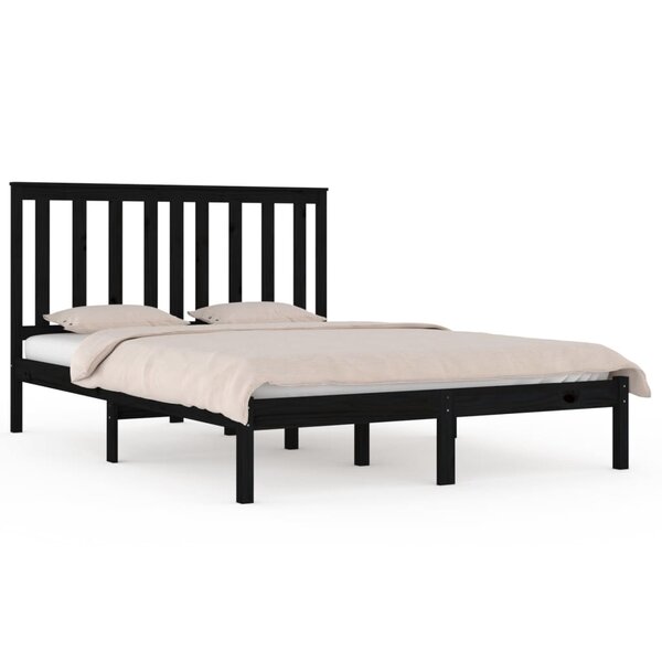 vidaXL Cadre de lit Noir Bois de pin massif 200x200 cm