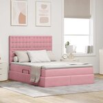 vidaXL Lit de rangement LED avec matelas Rose 140 x 200 cm Velours