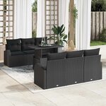 vidaXL Ensemble de canapé de jardin Manuel 7 Pièces Noir 100 x 55 x 73 cm