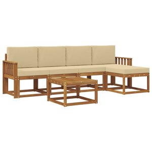 vidaXL Ensemble de canapés d'extérieur 6 pc Naturel et Beige