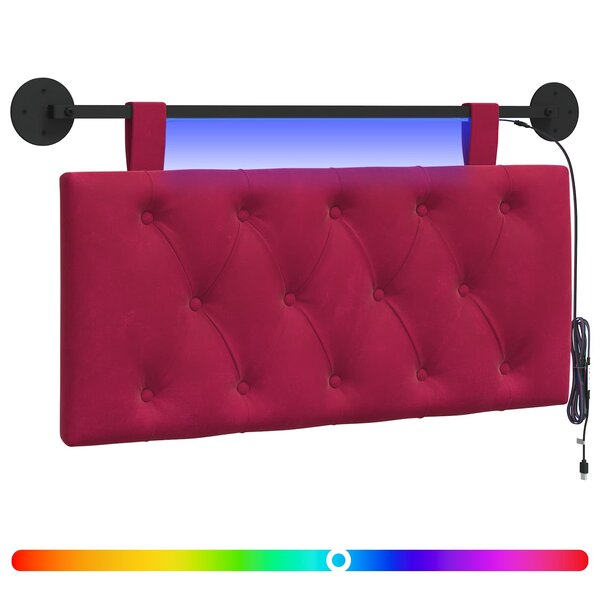 vidaXL Tête de lit suspendue Bordeaux Velours