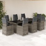 vidaXL Ensemble de bistro de jardin 9 Pièces coussins gris poly rotin