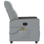 vidaXL Fauteuil de massage inclinable électrique gris clair tissu