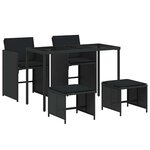 vidaXL Ensemble à manger de jardin coussins 5Pièces Noir Résine tressée