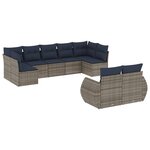 vidaXL Salon de jardin 9 Pièces avec coussins gris résine tressée