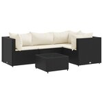 vidaXL Salon de jardin 5 Pièces avec coussins Noir Résine tressée