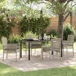 vidaXL Ensemble de salle à manger de jardin 5 pièces avec coussins gris clair en poly rattan