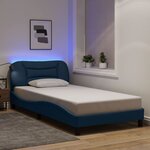 vidaXL Cadre de lit avec LED sans matelas bleu 100x200 cm tissu