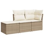 vidaXL Salon de jardin avec coussins 3 Pièces beige résine tressée
