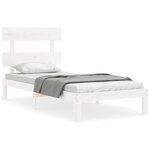 vidaXL Cadre de lit avec tête de lit blanc simple bois massif