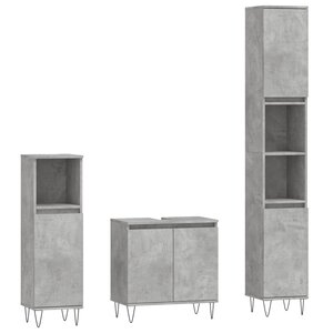 vidaXL Ensemble d'armoires de salle de bain 3 Pièces gris béton