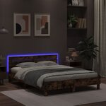vidaXL Cadre de lit avec LED sans matelas chêne fumé 140x190 cm