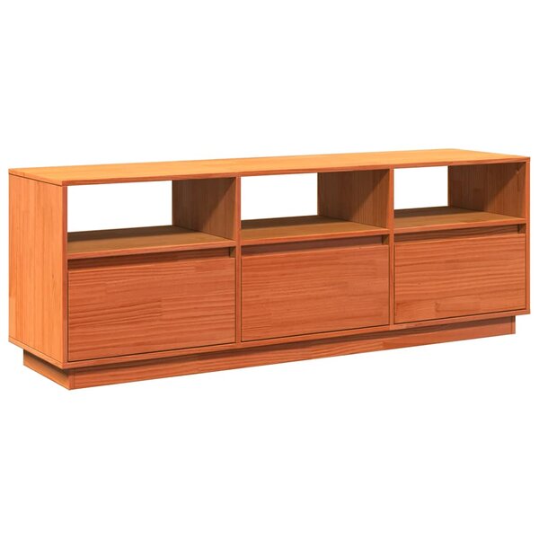 vidaXL Meuble TV cire marron 140x37x50 cm bois pin massif