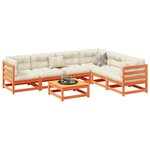 vidaXL Salon de jardin 7 Pièces avec coussins cire marron bois pin massif