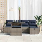 vidaXL Ensemble de canapé de jardin avec coussin 6 Pièces Gris polyrotin