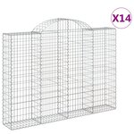 vidaXL Paniers à gabions arqués 14 Pièces 200x30x140/160 cm Fer galvanisé