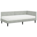 vidaXL Cadre de lit d'angle avec matelas 2 Pièces Gris clair Velours