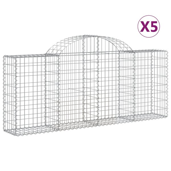 vidaXL Paniers à gabions arqués 5 Pièces 200x30x80/100 cm Fer galvanisé