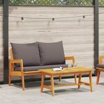 vidaXL Ensemble bistro 2 pièces avec coussins - en bois d'acacia massif