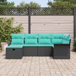 vidaXL Ensemble de canapé de jardin 6 Pièces Noir et turquoise polyrotin