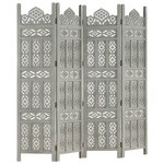 vidaXL Cloison de séparation 4 panneaux Gris 160x165 cm Bois manguier