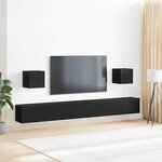 Ensemble de meuble TV de 7 pièces en chêne noir  en bois d'ingénierie