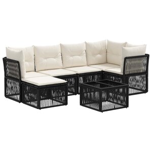vidaXL Ensemble de canapé de jardin 7 Pièces Noir polyrotin