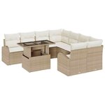 vidaXL Ensemble de Canapés avec coussin 9 Pièces Beige polyrotin
