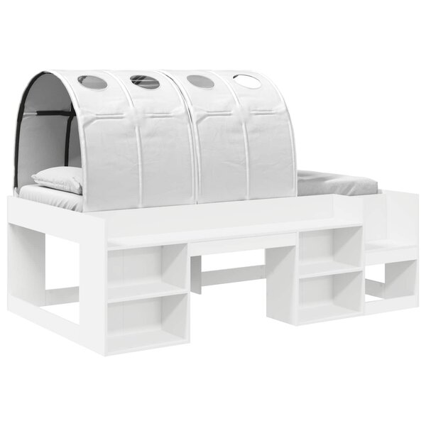 vidaXL Cadre de lit avec tunnel 3 Pièces Blanc Bois d'ingénierie