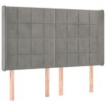 vidaXL Tête de lit à LED Gris clair 147x16x118/128 cm Velours