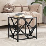 vidaXL Table basse avec dessus en verre noir 40x40x41 cm acier
