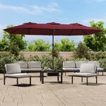 vidaXL Parasol de jardin à double tête rouge bordeaux 449x265 cm