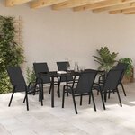 vidaXL Ensemble de salle à manger pour jardin 7 Pièces Noir