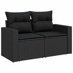 vidaXL Salon de jardin 7 Pièces avec coussins noir résine tressée
