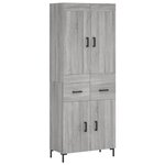 vidaXL Buffet haut Sonoma gris 69 5x34x180 cm Bois d'ingénierie
