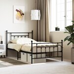 vidaXL Cadre de lit métal avec tête de lit/pied de lit noir 107x203 cm