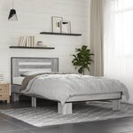 vidaXL Cadre de lit sans matelas sonoma gris 100x200 cm