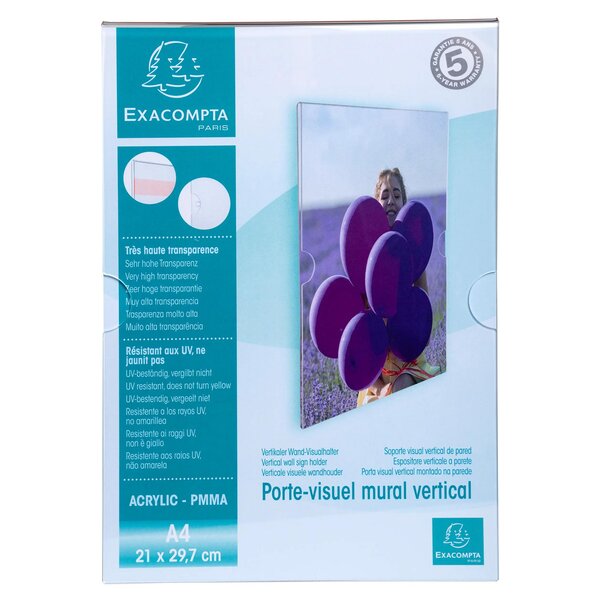Porte-visuel Mural Vertical A4 - Cristal - Exacompta