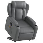 vidaXL Fauteuil inclinable de massage électrique gris similicuir