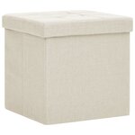 vidaXL Tabourets de rangement pliables lot de 2 blanc crème Faux lin