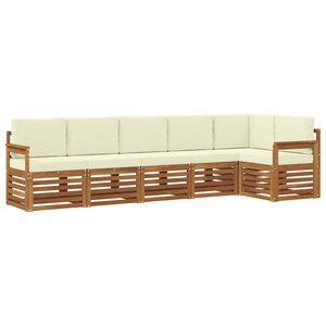 vidaXL Ensemble de canapés d'extérieur 6 pc Naturel et Crème Polyester